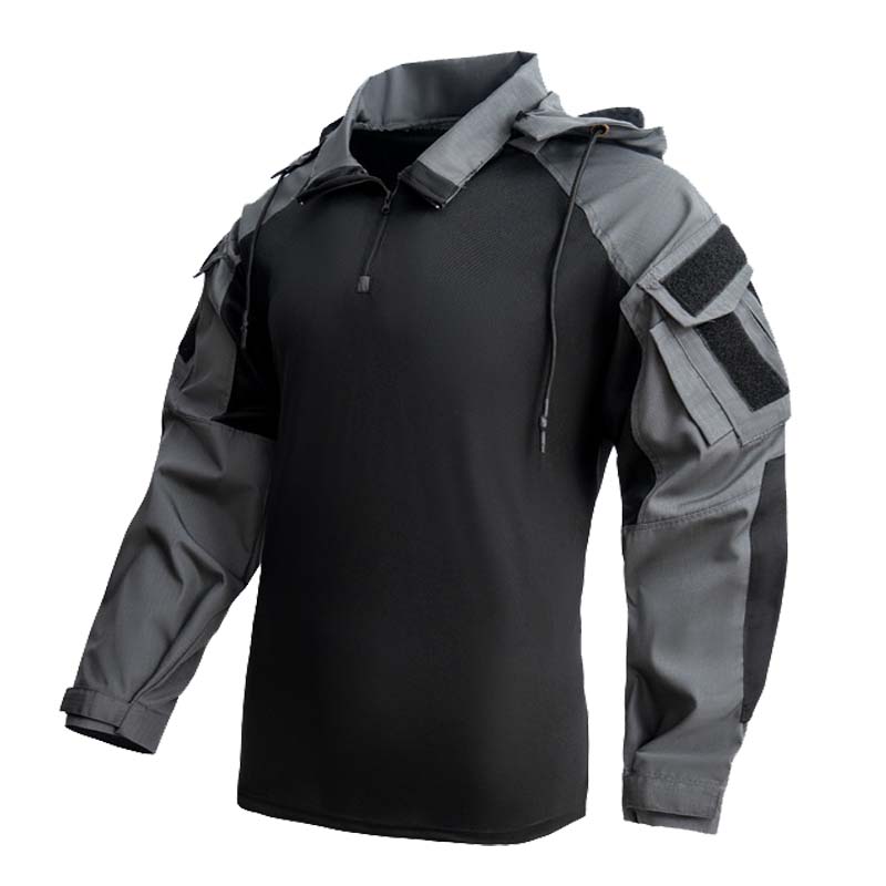 Hunting Outdoor Clothing - Camo Savaş T-Shirt Kapşonlu Erkekler Taktik